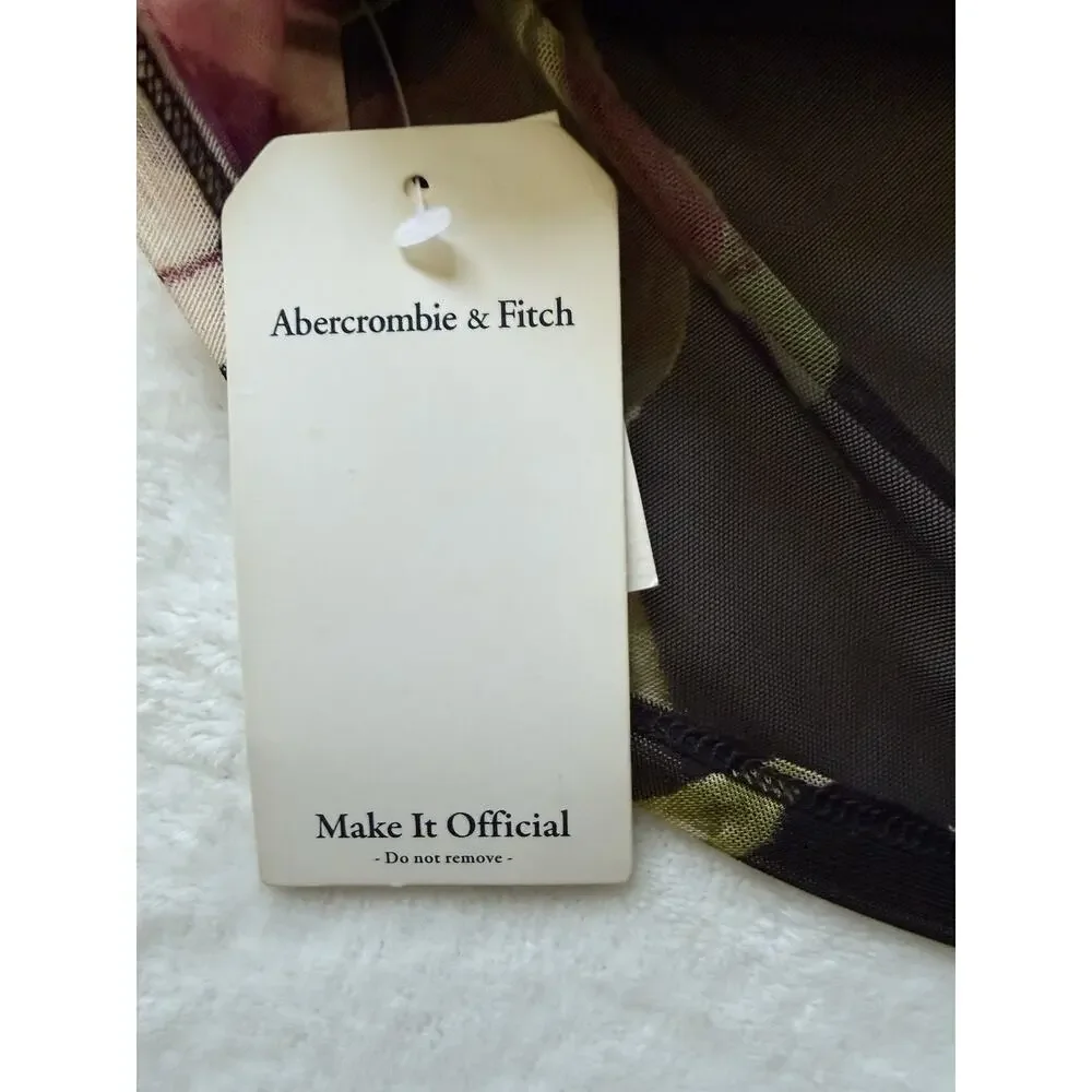 Abercrombie & Fitch Women's Elegant Floral Silhouette Mesh Maxi Dress Size L NWT
